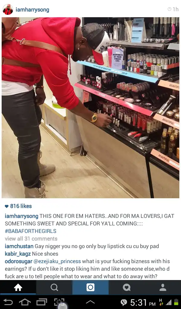 Singer Harrysong Goes Makeup Shopping For Haters [See Photo]